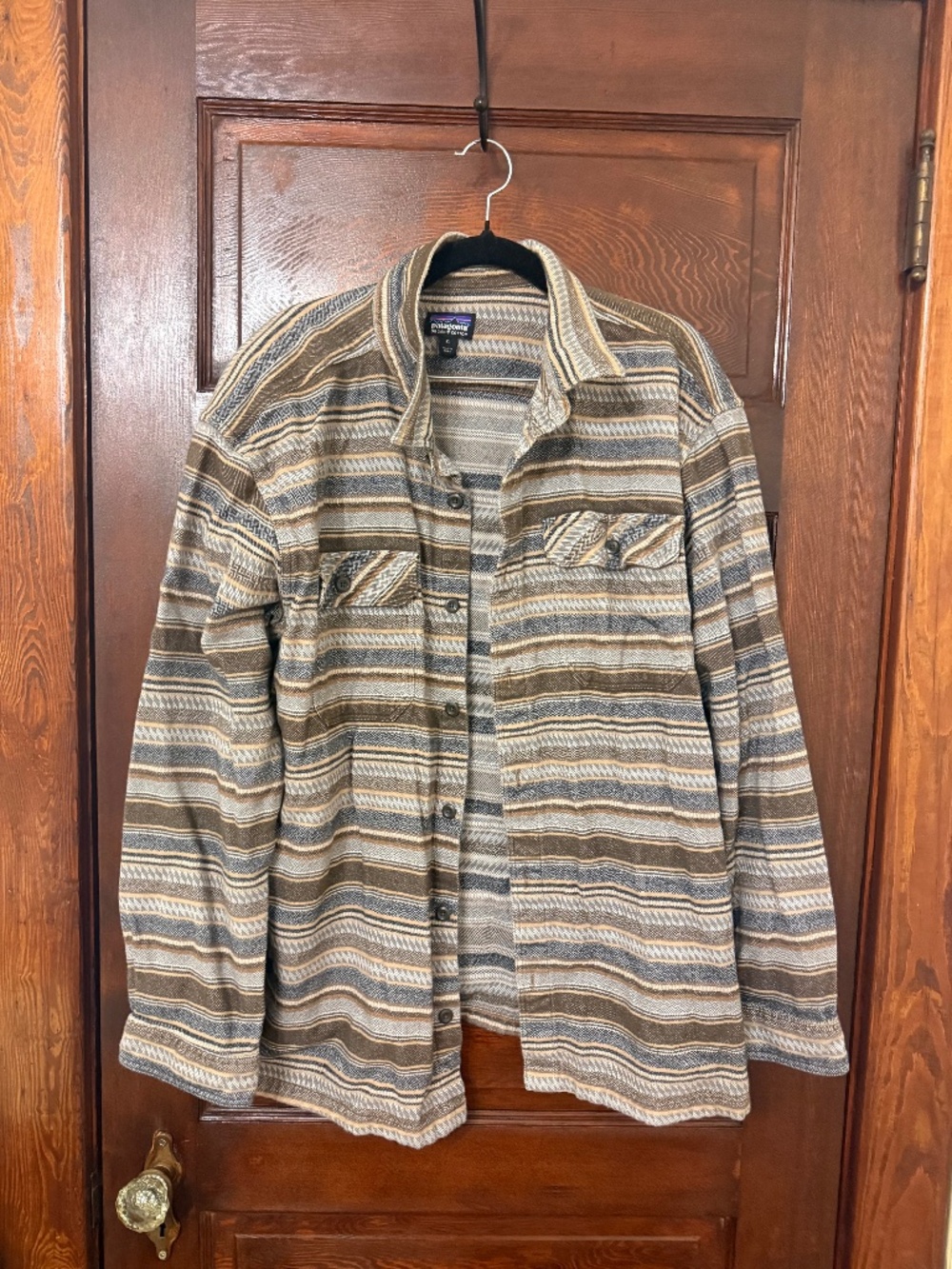 Men's Patagonia Organic Cotton Striped Button-Up Shirt Jacket Shacket XL